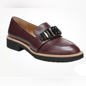 FRANCO SARTO CARVER Red Oxblood Leather Loafers Rhinestone Embellishment 9